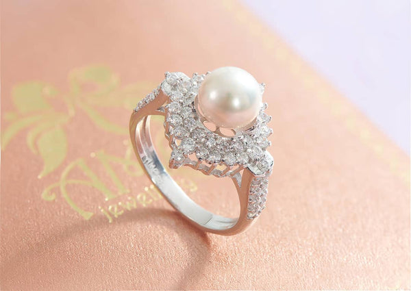 Nhẫn Ngọc trai Lavender Freshwater Pearl Flower Ring by AME Jewellery