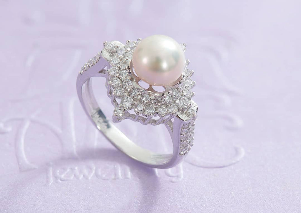Nhẫn Ngọc trai Lavender Freshwater Pearl Flower Ring by AME Jewellery