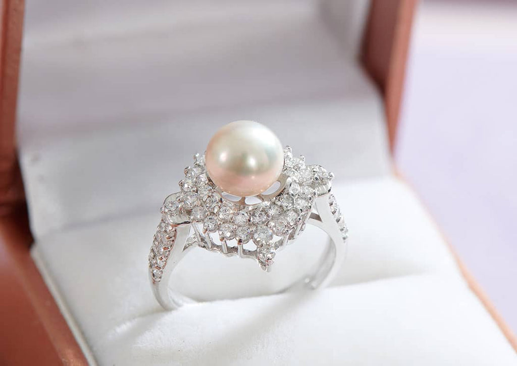 Nhẫn Ngọc trai Lavender Freshwater Pearl Flower Ring by AME Jewellery