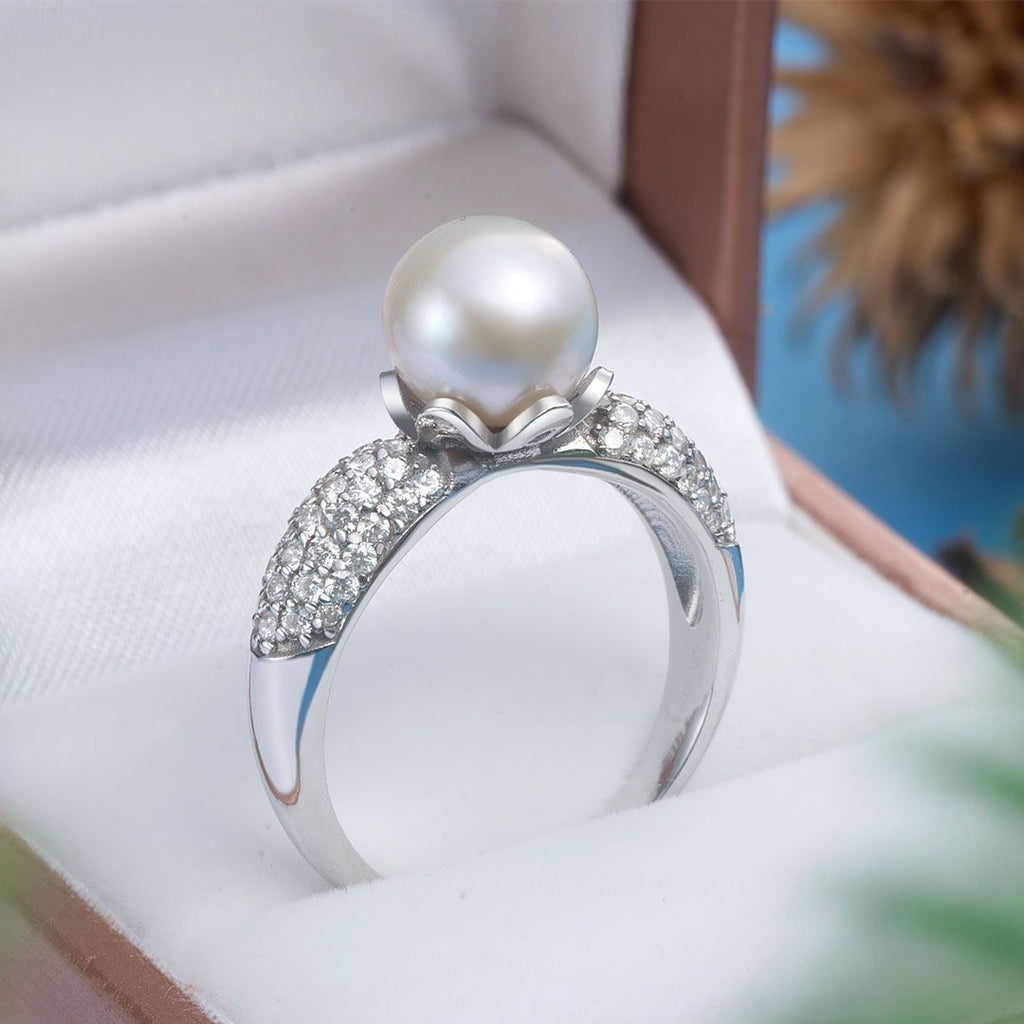 Nhẫn nữ Ngọc trai trắng White Freshwater Pearl Ring by AME Jewellery