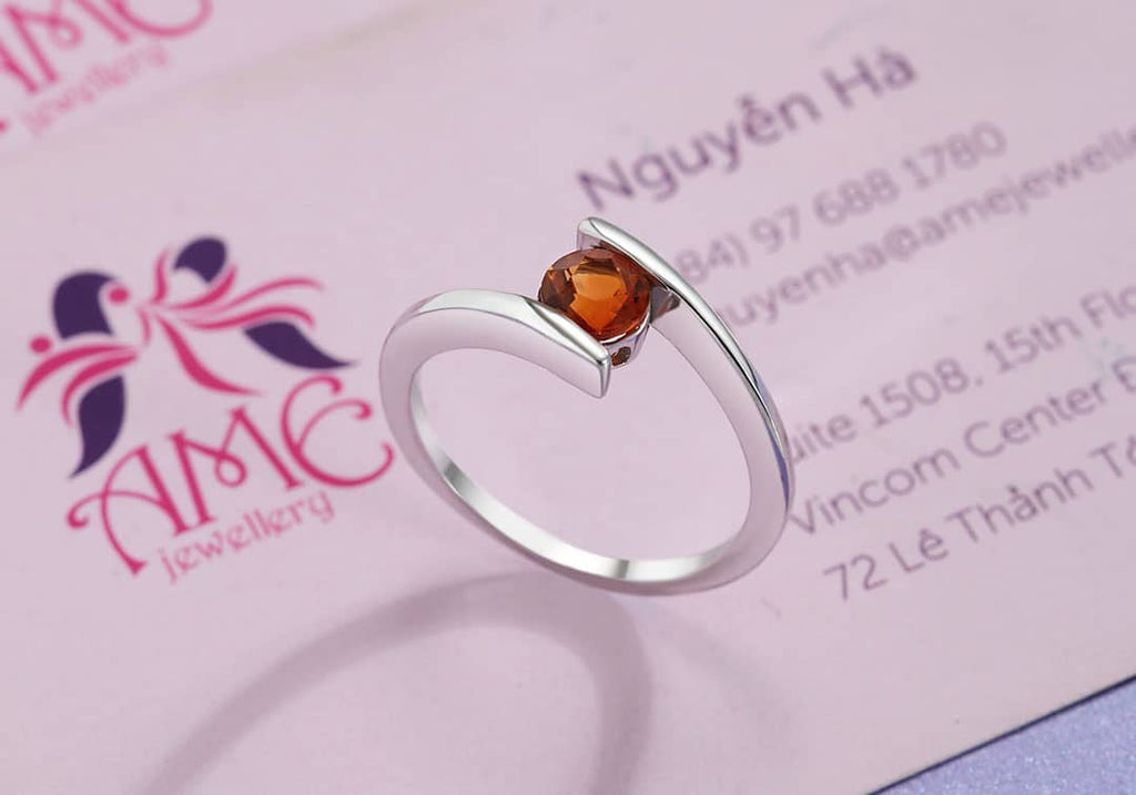 Nhẫn Đá quý thiên nhiên Citrine Bypass Ring in Sterling Silver by AME Jewellery