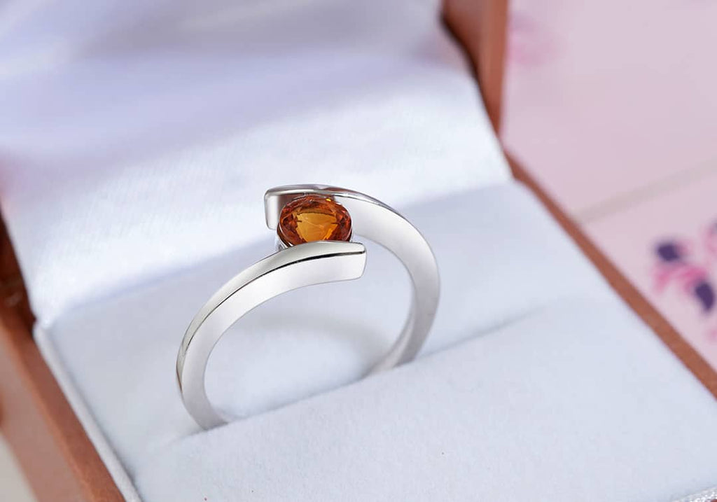 Nhẫn Đá quý thiên nhiên Citrine Bypass Ring in Sterling Silver by AME Jewellery