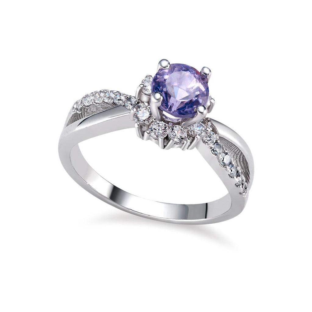 Nhẫn nữ Đá quý thiên nhiên Amethyst split-shank ring in sterling silver by AME Jewellery