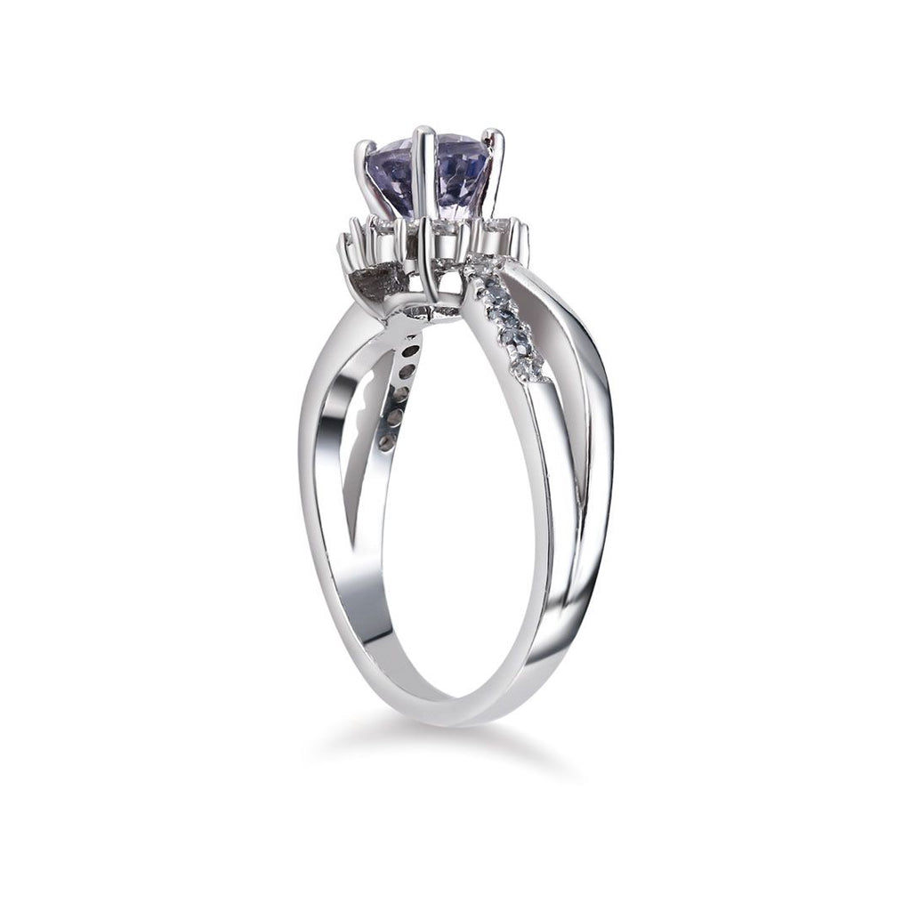 Nhẫn nữ Đá quý thiên nhiên Amethyst split-shank ring in sterling silver by AME Jewellery