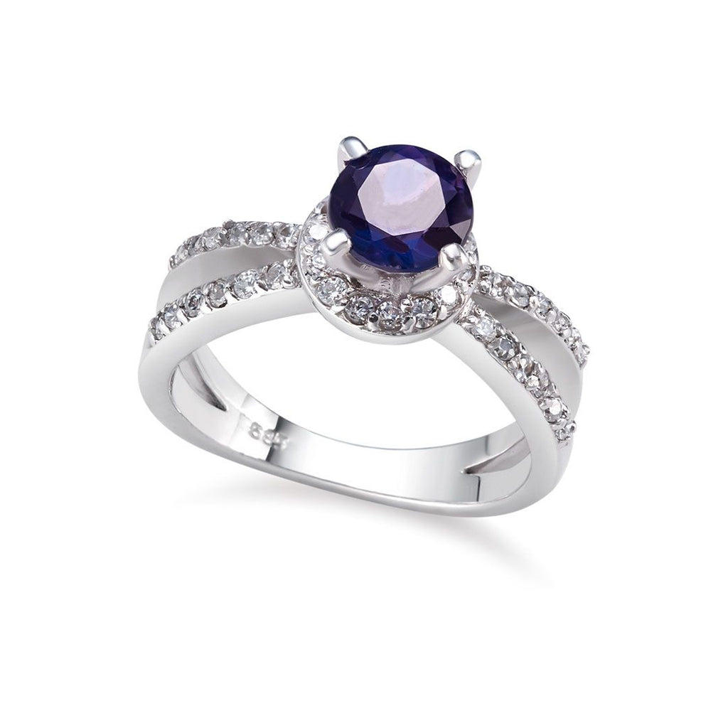 Nhẫn nữ Đá quý thiên nhiên Amethyst split-shank ring in sterling silver by AME Jewellery