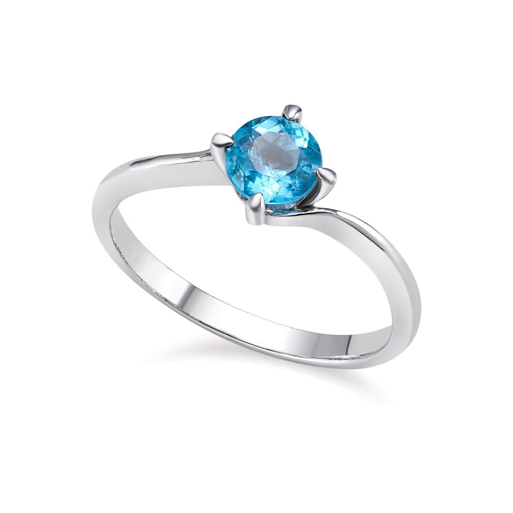 Nhẫn Đá quý thiên nhiên Blue Topaz Solitaire Twist Ring in Sterling Silver by AME Jewellery