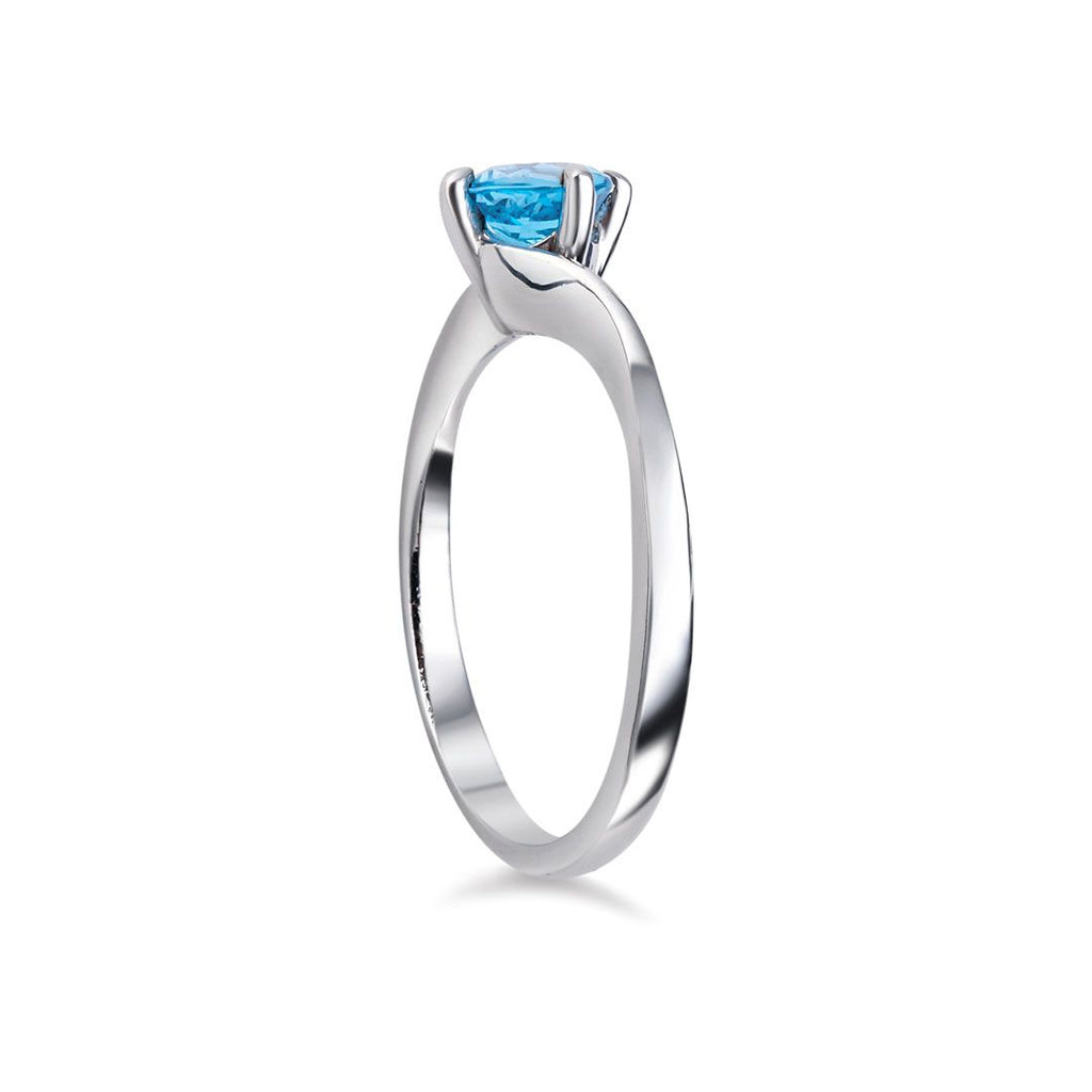 Nhẫn Đá quý thiên nhiên Blue Topaz Solitaire Twist Ring in Sterling Silver by AME Jewellery