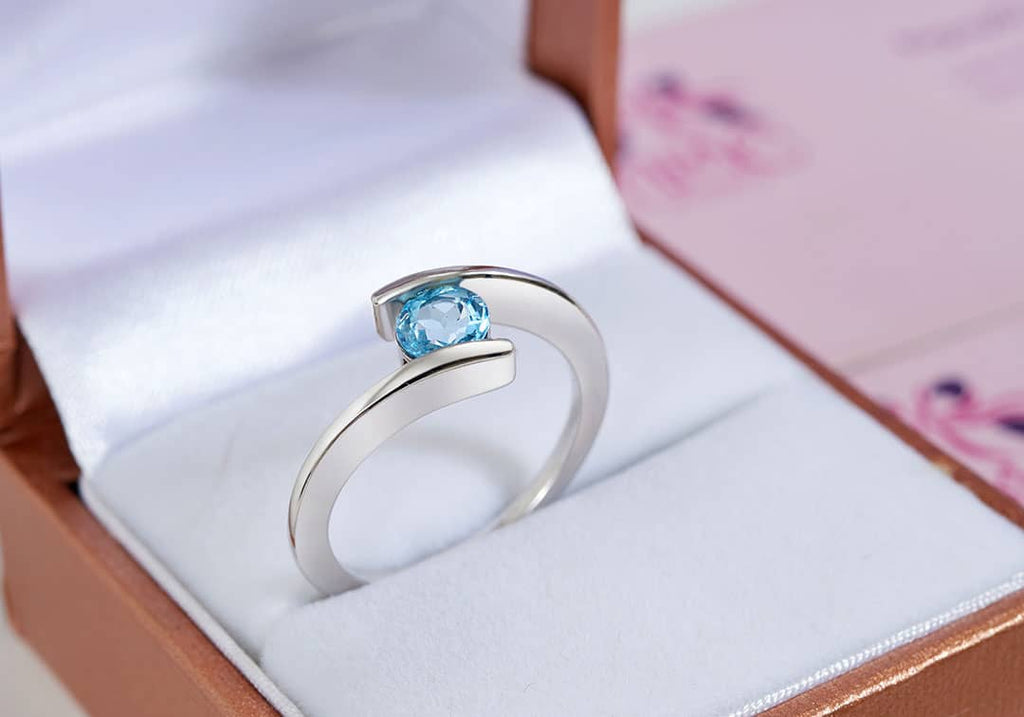 Nhẫn Đá quý thiên nhiên Blue Topaz Bypass Ring in Sterling Silver by AME Jewellery