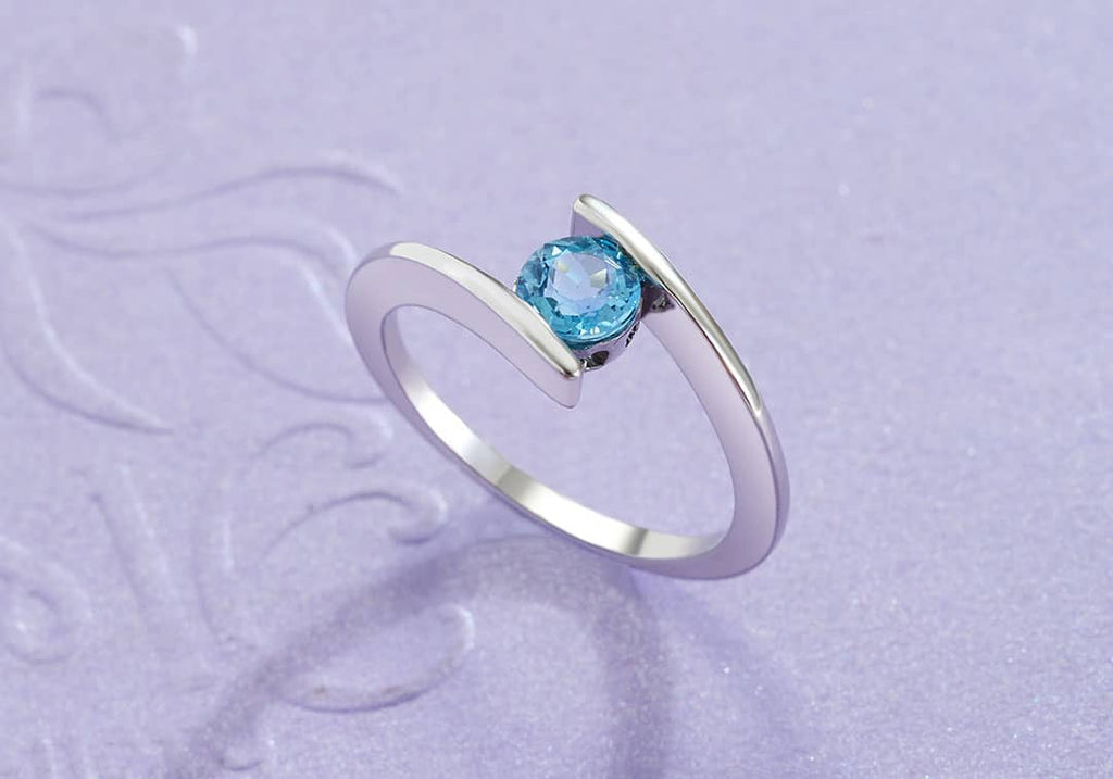 Nhẫn Đá quý thiên nhiên Blue Topaz Bypass Ring in Sterling Silver by AME Jewellery