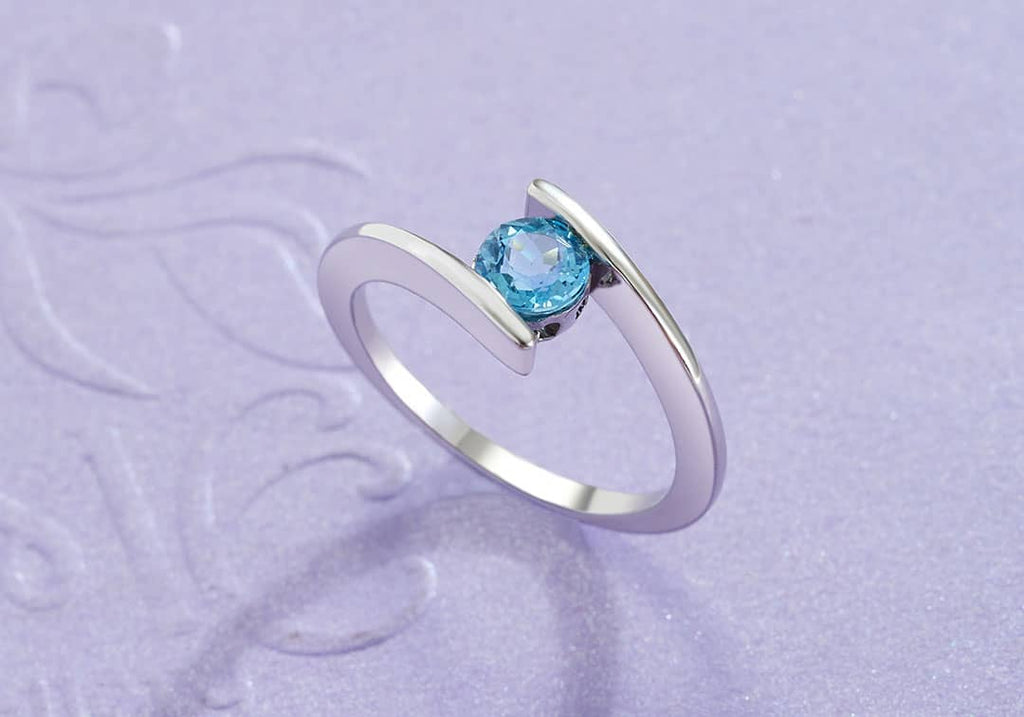 Nhẫn Đá quý thiên nhiên Blue Topaz bypass ring - AME Jewellery