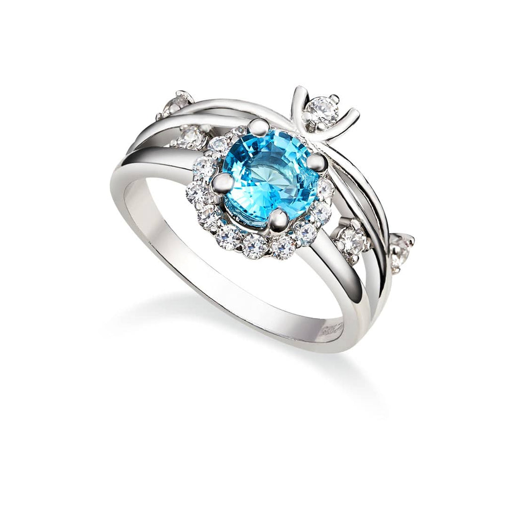 Nhẫn Đá quý thiên nhiên Natural Blue Topaz double band ring | AME Jewellery