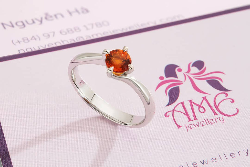 Nhẫn nữ Đá quý thiên nhiên Citrine Solitaire Twist Ring in Sterling Silver by AME Jewellery