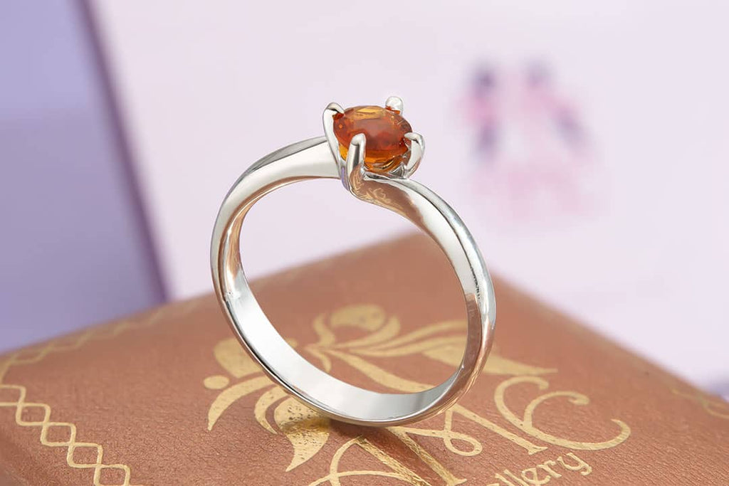 Nhẫn nữ Đá quý thiên nhiên Citrine Solitaire Twist Ring in Sterling Silver by AME Jewellery