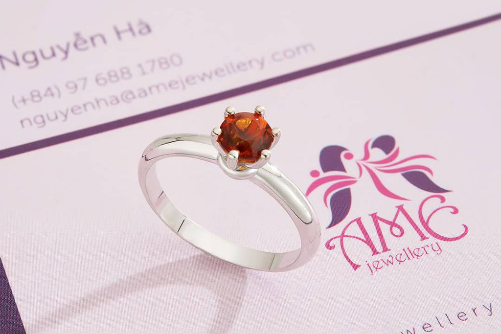 Nhẫn nữ Đá quý thiên nhiên Citrine Ring in Sterling Silver by AME Jewellery