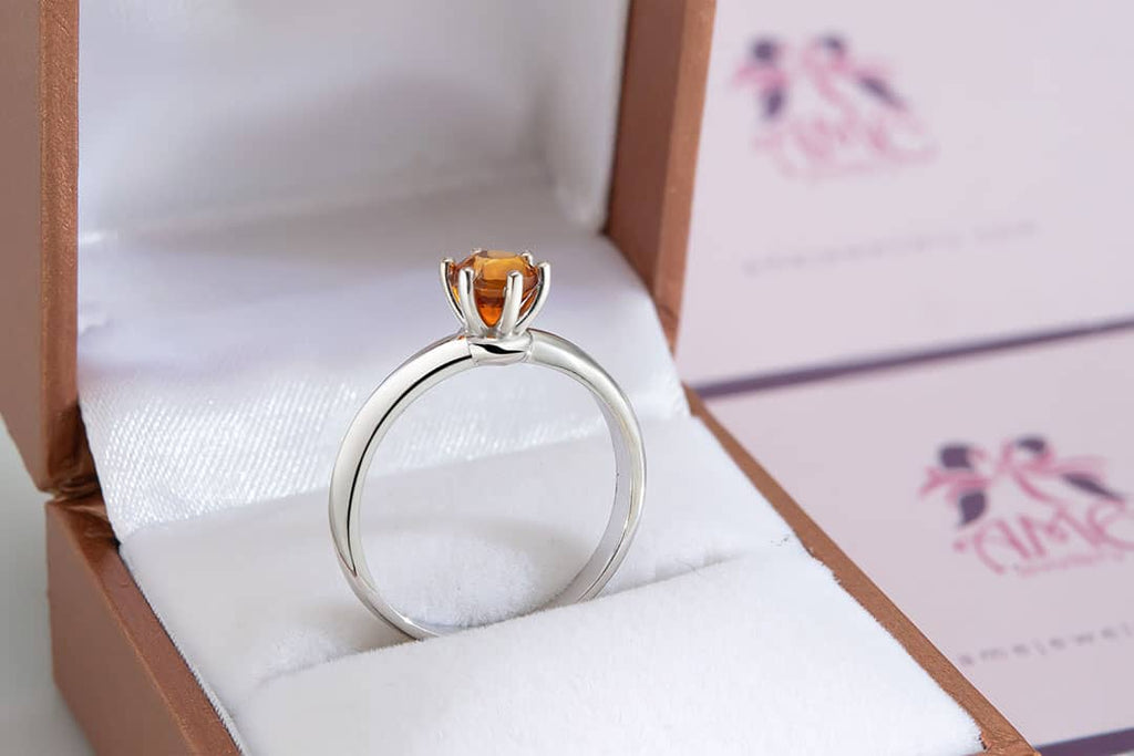 Nhẫn nữ Đá quý thiên nhiên Citrine Ring in Sterling Silver by AME Jewellery