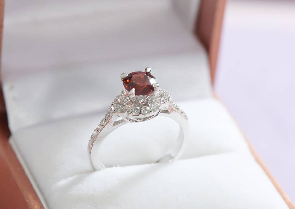 Nhẫn nữ Đá quý tự nhiên Red Garnet Ring in Sterling Silver by AME Jewellery