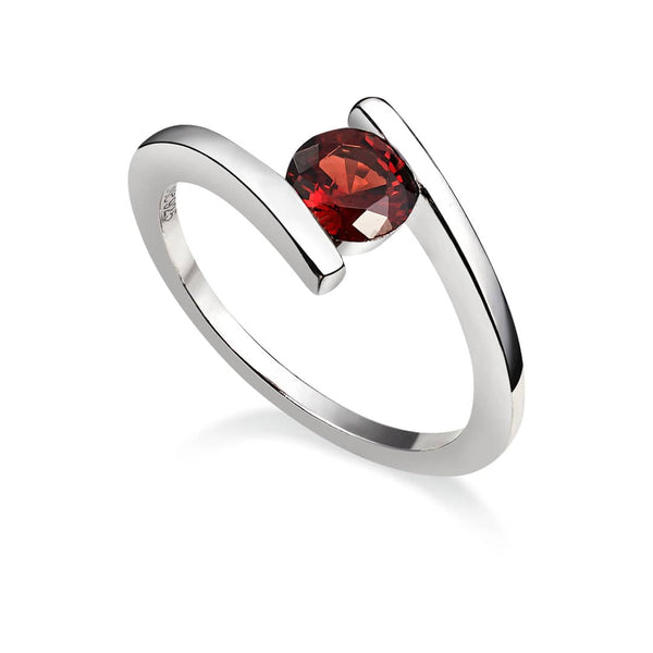 Nhẫn nữ Đá quý thiên nhiên Red Garnet bypass Ring in Sterling Silver by AME Jewellery