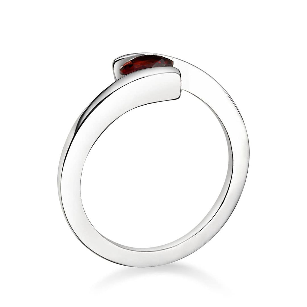 Nhẫn nữ Đá quý thiên nhiên Red Garnet bypass Ring in Sterling Silver by AME Jewellery