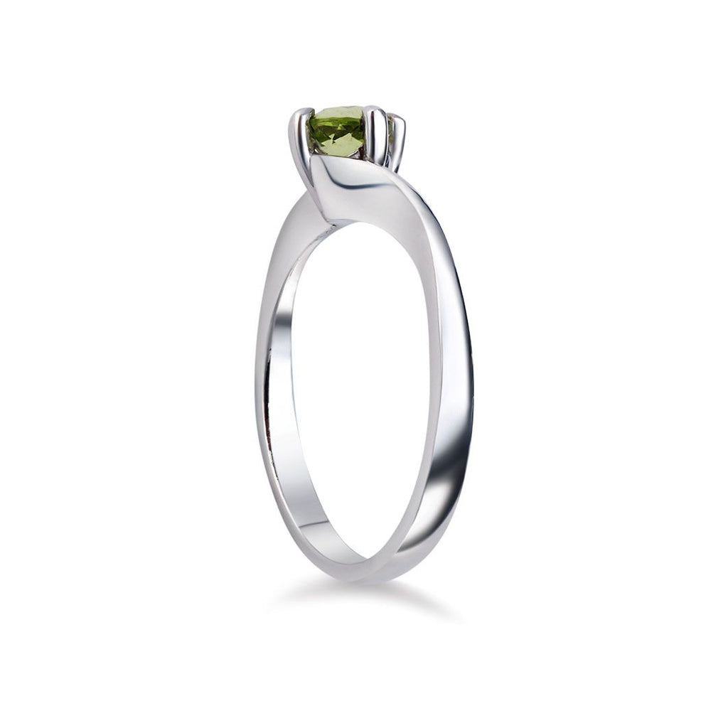 Nhẫn nữ Đá quý thiên nhiên Peridot solitaire twist ring in sterling silver by AME Jewellery