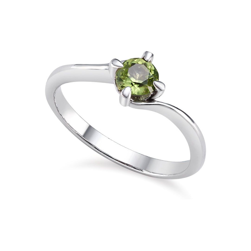 Natural Peridot Solitaire Twist Ring in Sterling Silver - AME Jewellery