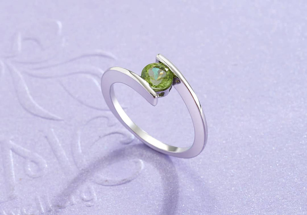 Nhẫn nữ Đá quý thiên nhiên Peridot Bypass Ring in Sterling Silver by AME Jewellery