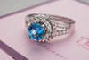 Nhẫn nữ Đá quý tự nhiên Blue Topaz double halo ring - AME Jewellery
