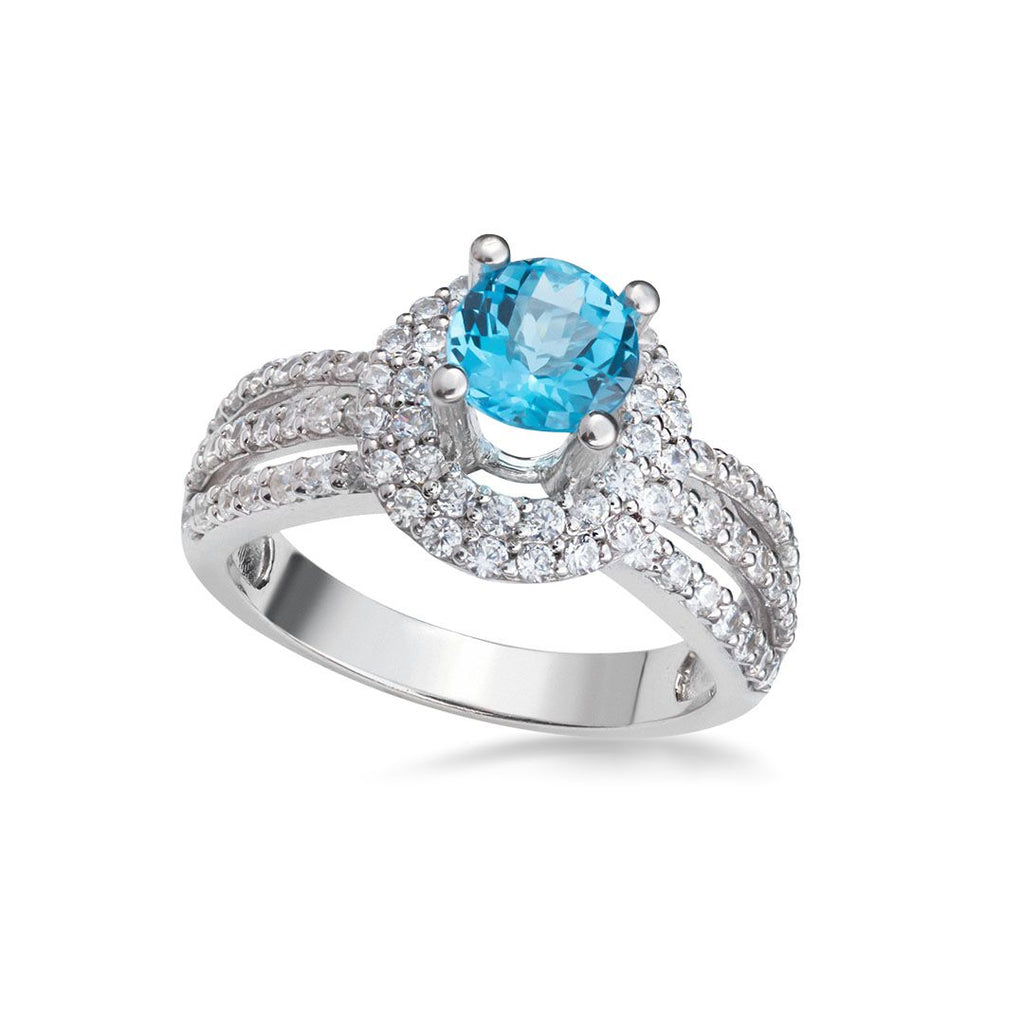 Nhẫn Đá quý tự nhiên Blue Topaz Three-Band Ring in Sterling Silver by AME Jewellery