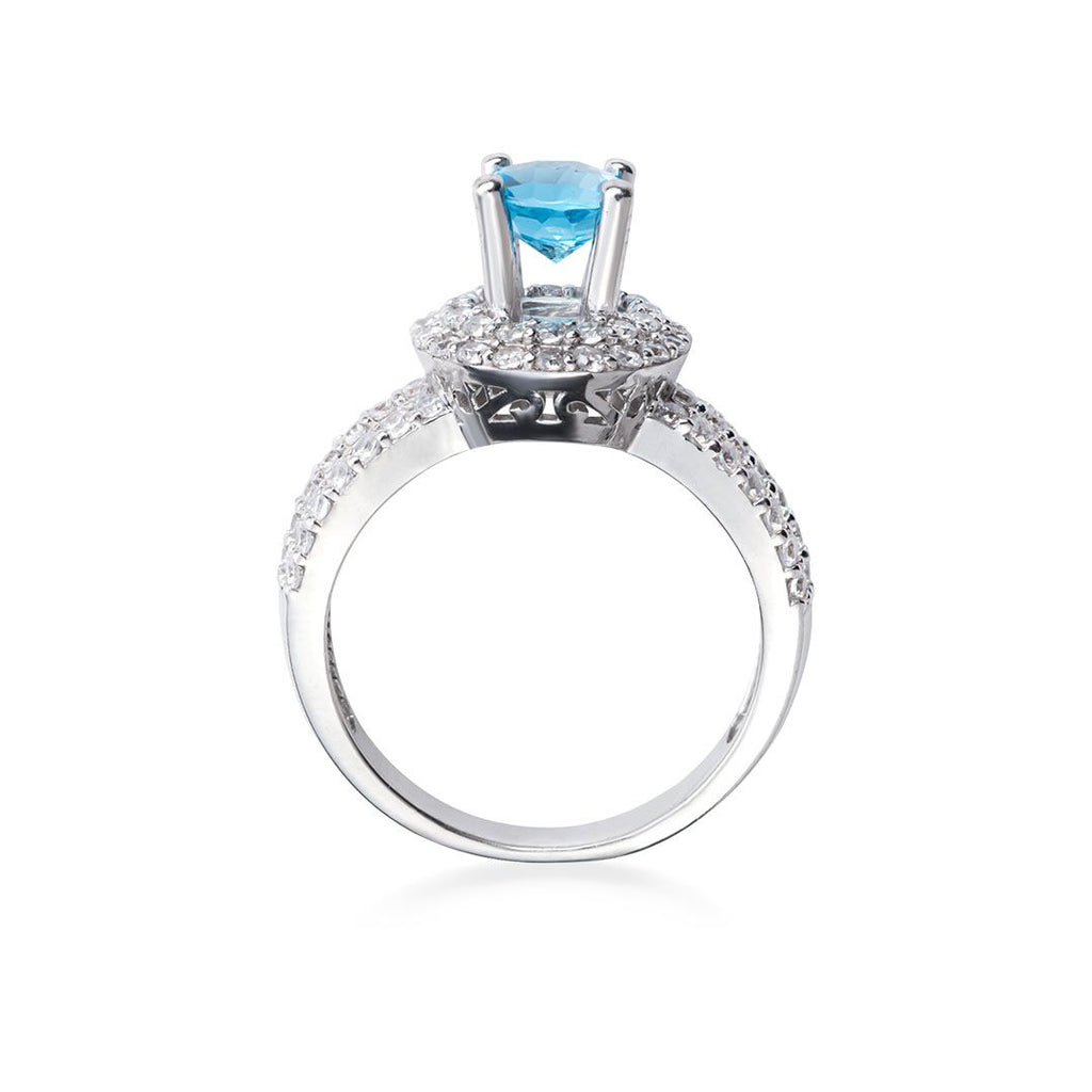 Nhẫn Đá quý tự nhiên Blue Topaz Three-Band Ring in Sterling Silver by AME Jewellery