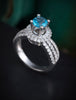 Nhẫn Đá quý tự nhiên Blue Topaz three band ring - AME Jewellery