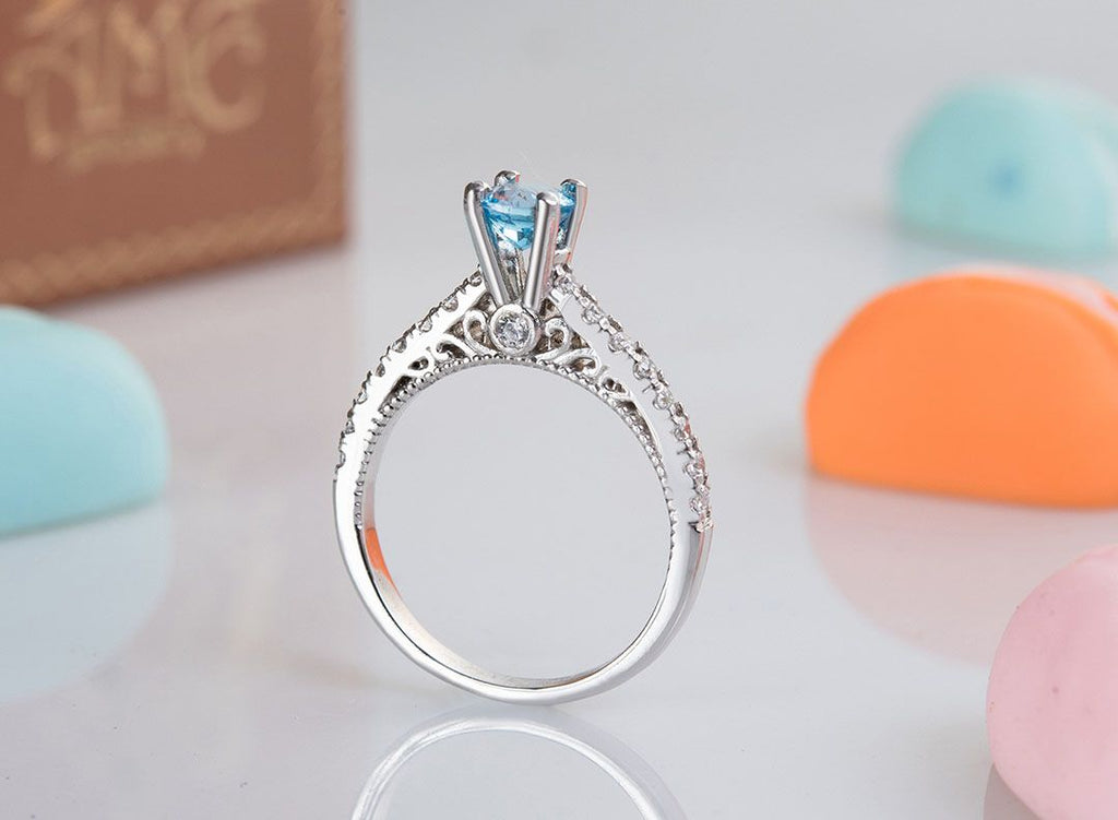 Nhẫn nữ Đá quý thiên nhiên Blue Topaz Vintage Ring in Sterling Silver by AME Jewellery