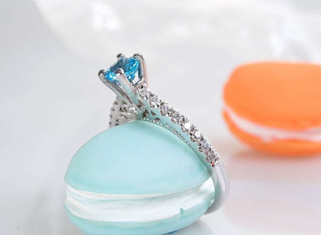 Nhẫn nữ Đá quý thiên nhiên Blue Topaz vintage ring - AME Jewellery