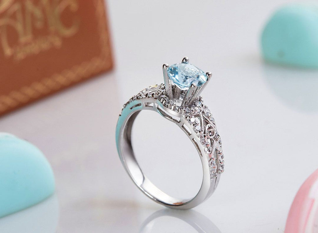 Nhẫn nữ Đá quý thiên nhiên Swiss Blue Topaz Ring in Sterling Silver by AME Jewellery