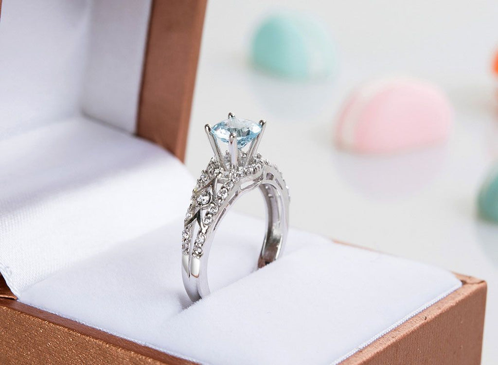 Nhẫn nữ Đá quý thiên nhiên Swiss Blue Topaz Ring in Sterling Silver by AME Jewellery