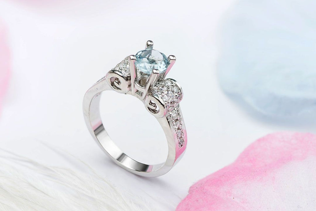 Nhẫn Đá quý thiên nhiên Swiss Blue Topaz Ring in Sterling Silver by AME Jewellery 