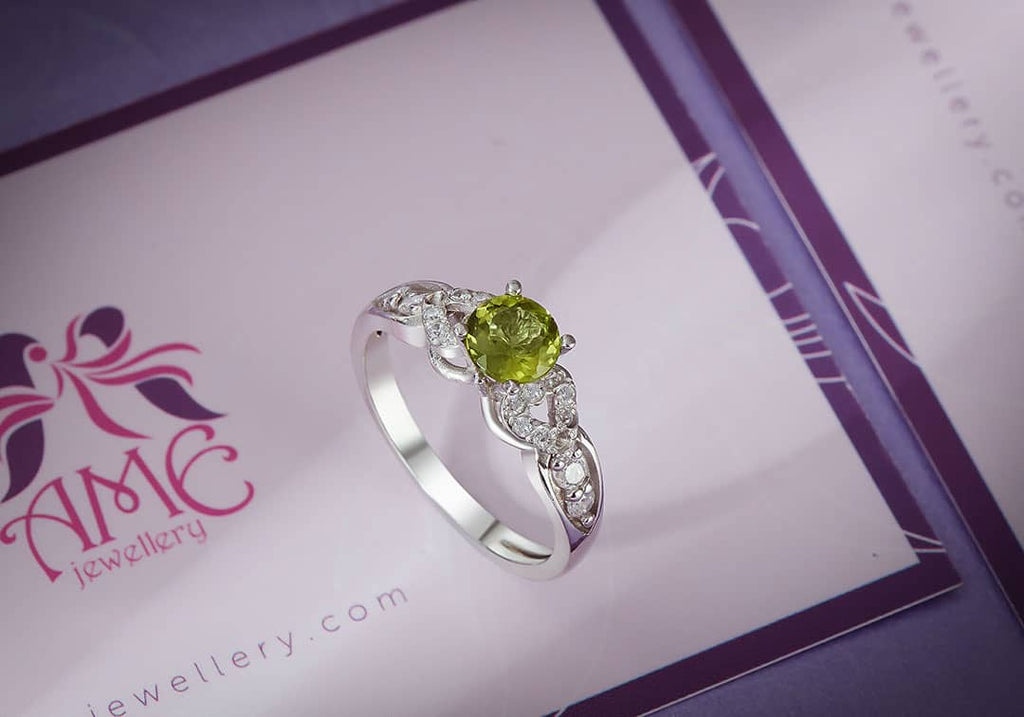 Nhẫn nữ Đá quý thiên nhiên Peridot Ring in Sterling Silver by AME Jewellery