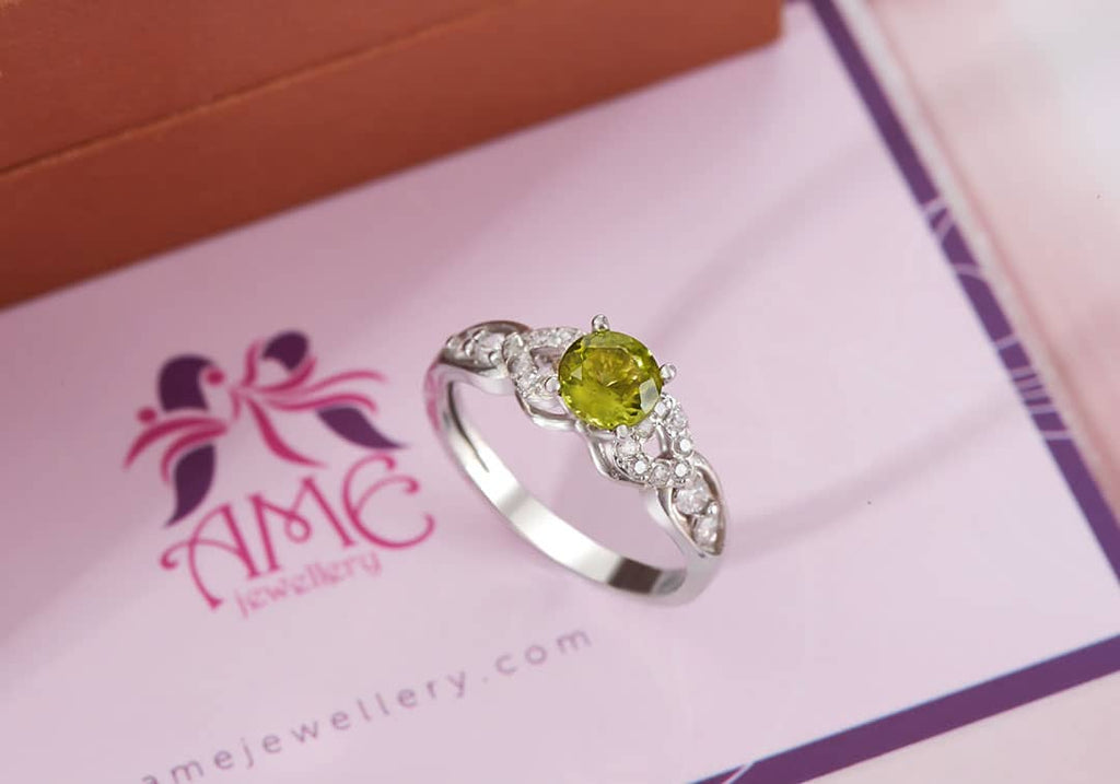 Nhẫn nữ Đá quý thiên nhiên Peridot Ring in Sterling Silver by AME Jewellery