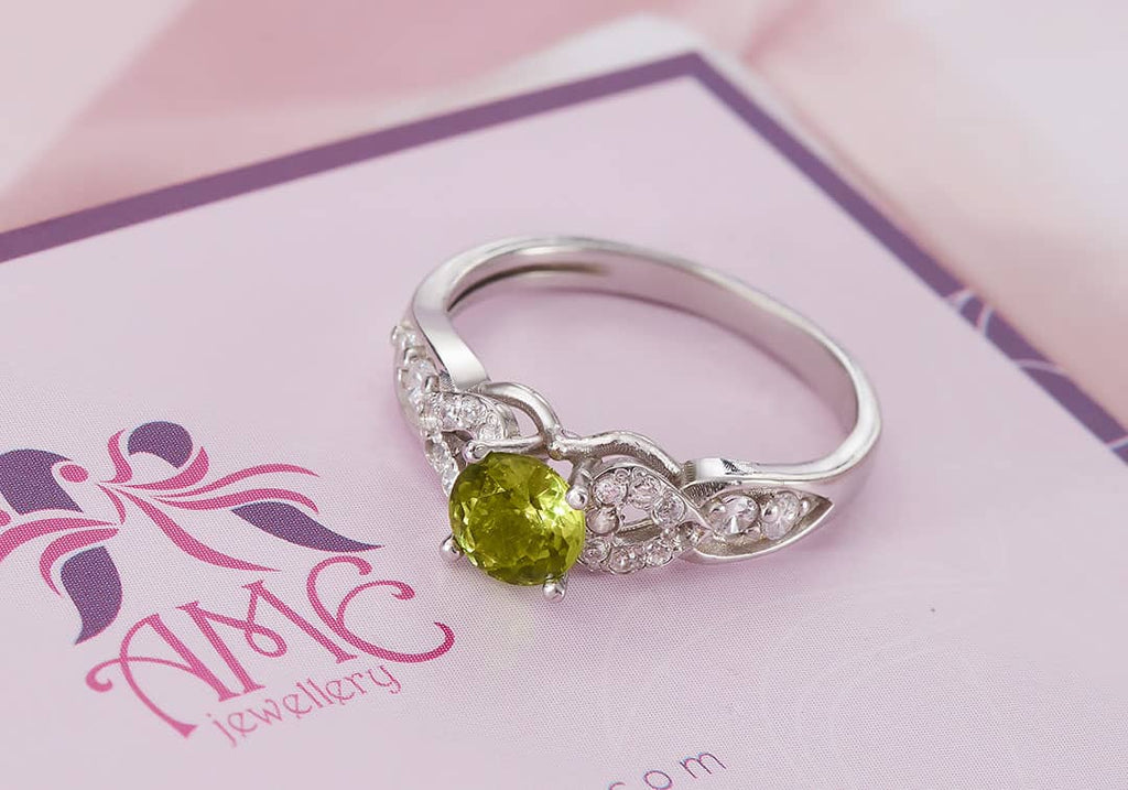 Nhẫn nữ Đá quý thiên nhiên Peridot Ring in Sterling Silver by AME Jewellery