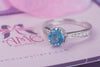 Nhẫn Đá quý thiên nhiên Blue Topaz Flower Ring AME Jewellery