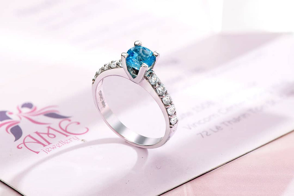 Nhẫn nữ Đá quý tự nhiên Blue Topaz Ring in Sterling Silver by AME Jewellery