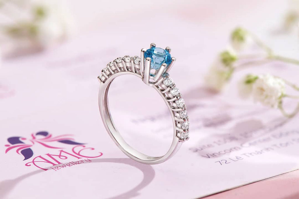 Nhẫn nữ Đá quý tự nhiên Blue Topaz Ring in Sterling Silver by AME Jewellery