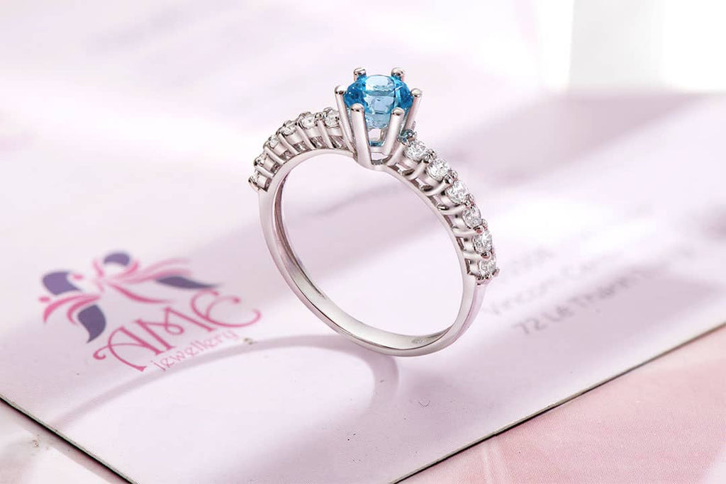 Nhẫn nữ Đá quý tự nhiên Blue Topaz Ring in Sterling Silver by AME Jewellery