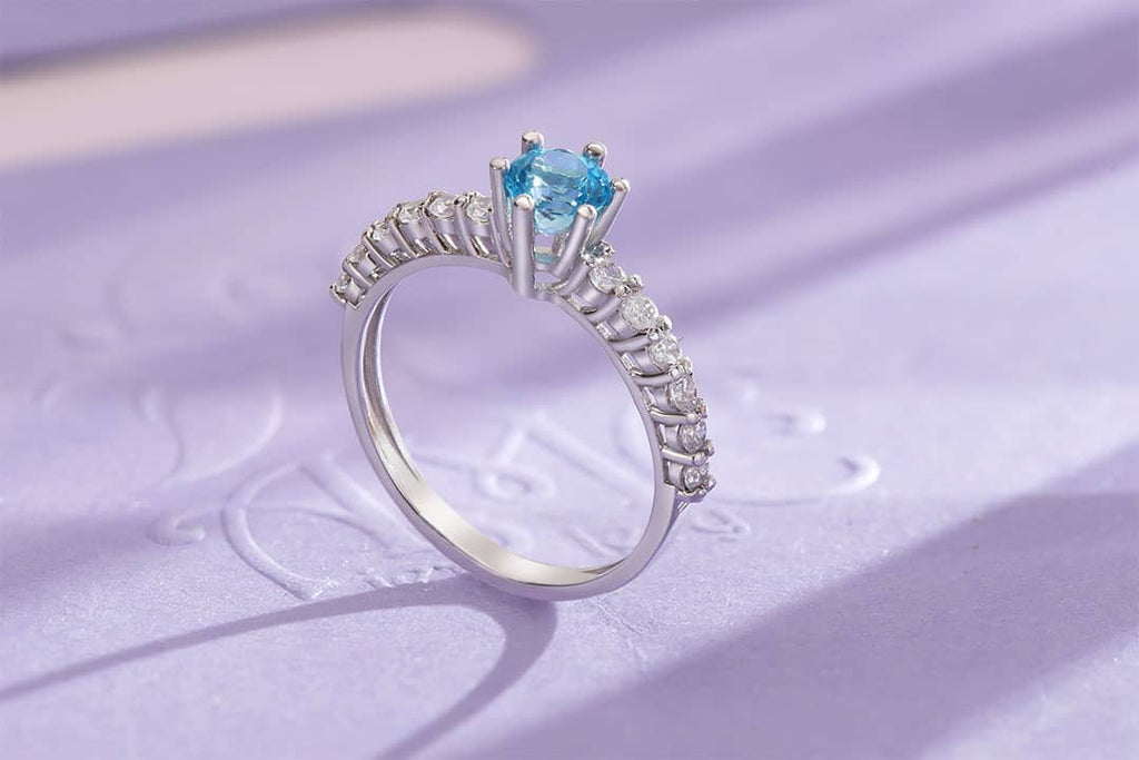 Nhẫn nữ Đá quý tự nhiên Blue Topaz Ring in Sterling Silver by AME Jewellery