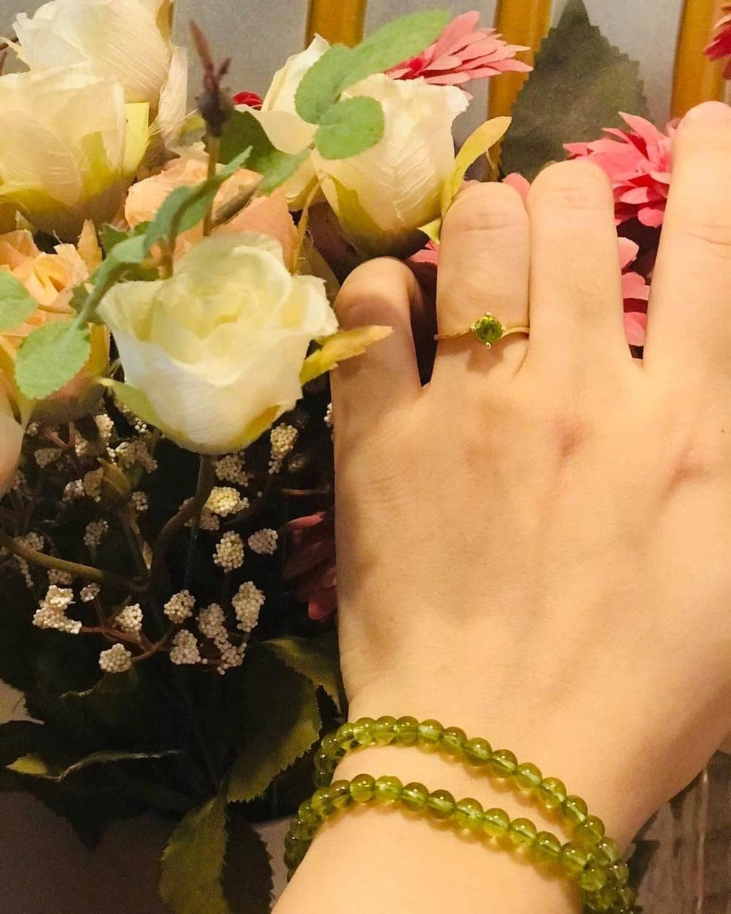 Nhẫn nữ Vàng Đá quý thiên nhiên Peridot Twist Ring in 14K yellow Gold by AME Jewellery