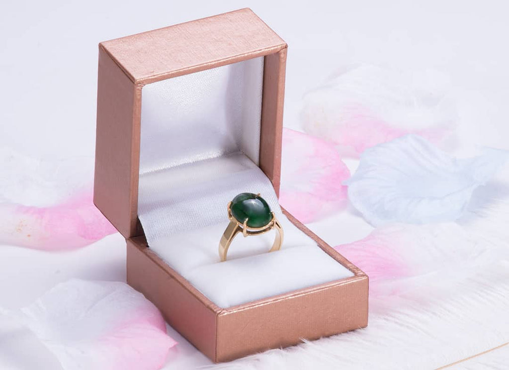 Nhẫn đá Cẩm thạch Vàng 14K Jade gold ring - AME Jewellery