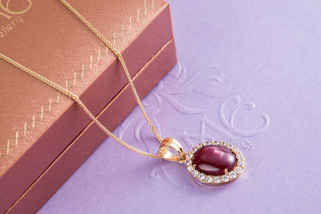 Mặt dây chuyền Vàng Đá quý thiênnhiên Ruby Pendant Necklace in 14K Yellow Gold by AME Jewellery