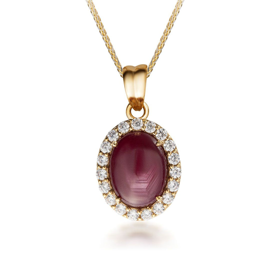 Mặt dây chuyền Vàng Đá quý thiênnhiên Ruby Pendant Necklace in 14K Yellow Gold by AME Jewellery