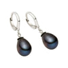 Peacock Teardrop Freshwater Pearl Drop Huggie Hoop Earrings in Sterling Silver - AME Jewellery