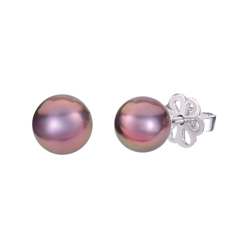 Peacock Green Freshwater Pearl Stud Earrings in Sterling Silver - AME Jewellery