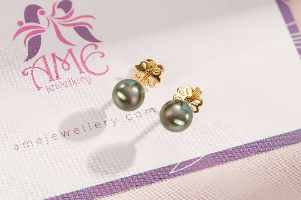 Bông tai Vàng 14K Ngọc trai Peacock Freshwater Pearl Gold Earrings | AME Jewellery