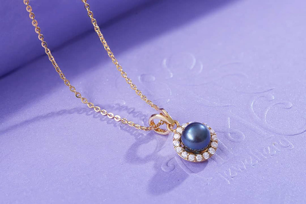 Mặt dây Vàng 14K Ngọc trai Peacock Freshwater Pearl Gold Pendant | AME Jewellery